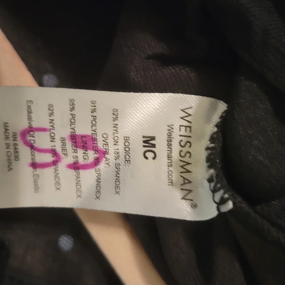 Weissman Black Mesh Rhinestone Dance Leotard